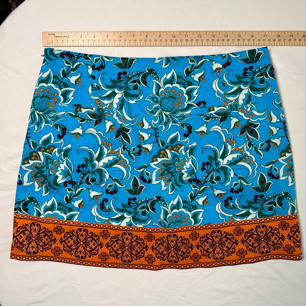 Lady Hagen Golf Skort Size 10 Turquoise Bold Floral Orange Built-In Shorts